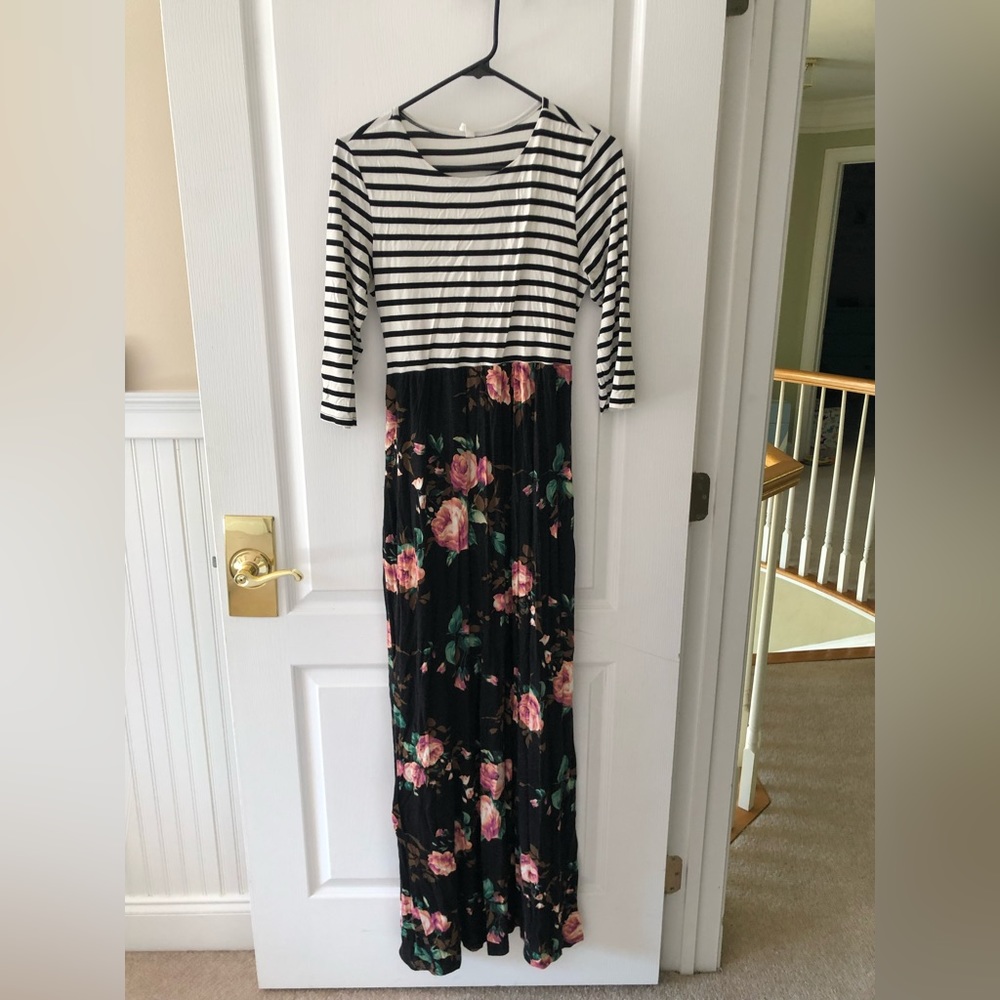 Striped floral maternity